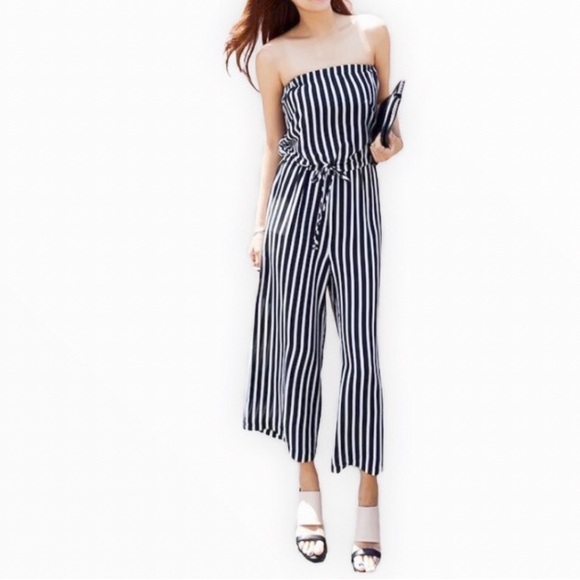 Cisono Pants - Beautiful navy blue and white pants suit romper